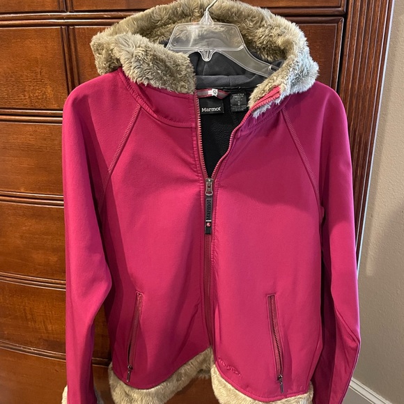 Marmot Hooded Furlong Lined Hooded Full Zip Jacket Soft Shell Fleece Size Medium - Picture 2 of 4